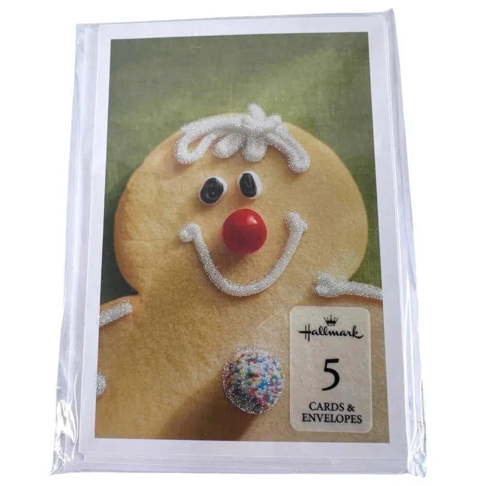 Hallmark Gingerbread Man Christmas Cards & Envelopes Set Of‎ 10 Be Merry